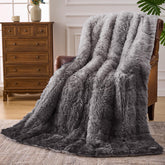 yescool front view smoke gray weighted blanket shows full queen size and cozy look
