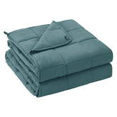 yescool front view of teal weighted blanket showing full queen coverage and cooling look