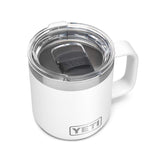 YETI Rambler 10 oz mug front view showing white finish and compact size, durable travel companion