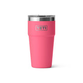 YETI Rambler front view showing Tropical Pink finish and durable design benefit