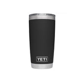 YETI Rambler 20 oz front view showing sleek black finish and portability