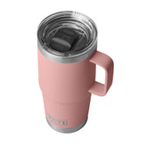 YETI Rambler 20 oz Sandstone Pink front view showing sturdy insulated mug and color