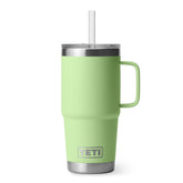 YETI Rambler front view showing key lime finish and durable construction benefit