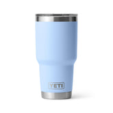 YETI Rambler front view in Big Sky Blue showing capacity and portability
