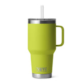 YETI Rambler front view in chartreuse showing durable finish and large capacity