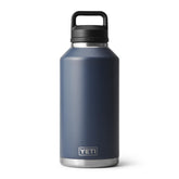 YETI Rambler navy front view showing sturdy bottle and leakproof cap benefit