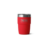YETI Rambler 8 oz front view in Rescue Red showing compact design and durable finish