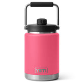 YETI Rambler front view in tropical pink showing rugged finish and easy-grip benefit