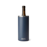 YETI navy Rambler front view showing insulated design and portability benefit
