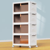YFXCVSL front view of assembled bins showing stacked organization and space savings