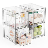 Yieach front view showing clear stackable drawers for clutter-free storage