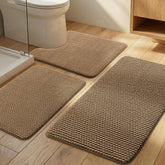 YIHOUSE front view of three-piece set showing coordinated brown mats and coverage benefit