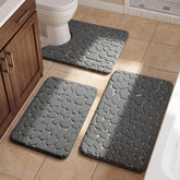 YIHOUSE bath mat set front view showing dark grey color and plush look
