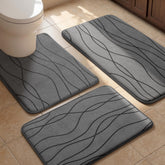 YIHOUSE front view of dark grey rug set showing coordinated look and style
