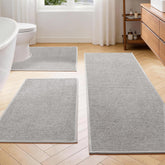 YIHOUSE front view of three-piece gray rug set showing neat packaging and modern design