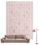 YIHOUSE pink floral rug front view showing design and cozy appeal