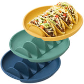 YIIYOUNG front view taco plate showing four slots and stable design for neat serving