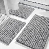 Yimobra front view of grey 3-piece bath rug set showing coordinated design and comfort