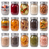 YINGERHUAN front view of 15-pack jars showing clear glass and uniform lids, ideal for pantry organization