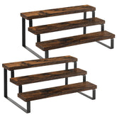 YINMIT front view of two-pack risers showing organized bottles and rustic appeal