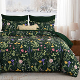 Yiran front view of queen comforter set showing full floral design and curb appeal