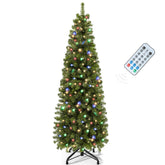 YITAHOME front view of 6ft pencil tree showing slim profile and festive lights