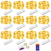YJFWAL front packaging and full 10ft strings showing warm white glow and pack count