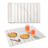 YLjindoia front view of white marble drying mat showing clean countertop protection