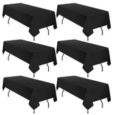 YMHPRIDE front view of six black tablecloths, shows convenient set and consistent color