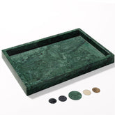 YMXYJM marble tray front view shows elegant dark green finish and polished benefit