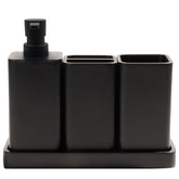 YMXYJM front view of full matte black 4-piece set shows organized sink benefit