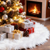 YNFING front view of full 60-inch white tree skirt providing elegant base