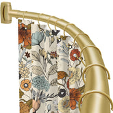 YNL curved rod front view showing sleek gold finish and extra space benefit