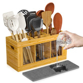 Yofidra front view showing bamboo holder and organized utensils, saving counter space