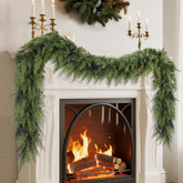 YOFIT front view of 9ft cedar garland showing full-length realistic look