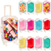Yopay front view of closed mini suitcase pack showing bright colors and compact size benefits