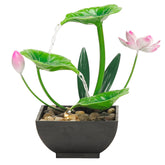 YOQUATE front view lotus fountain showing calming waterfall benefit