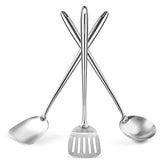 YOSUKATA front view of three-piece wok set showing utensils and packaging benefit durable design