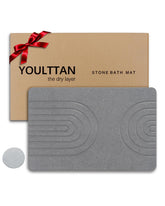 YOULTTAN stone bath mat front view showing sleek semicircle and fast-dry benefit
