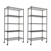 YSSOA front view of two-pack black shelves showing full storage capacity benefit