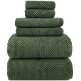 YTYC olive green front packaging showing full six-piece set and benefit of complete towels