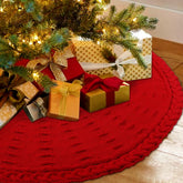 YUJUN front view red tree skirt shows full coverage benefit