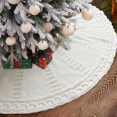 YUJUN front view of 36inch white tree skirt adding cozy farmhouse charm