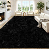 yulidayang front view of 6x9 black rug showing clean modern look and warmth
