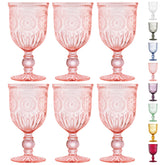 Yungala pink goblet front view showing vintage hobnail and elegant shine