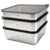 YUPER front view of three large containers showing airtight lids and stackable design for organized storage
