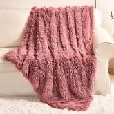 YUSOKI front view showing plush pink faux fur and cozy appeal
