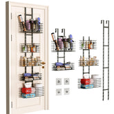 Yuyetuyo front view over-the-door organizer showing five baskets and hooks for space-saving