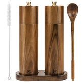 YVAKE front view of acacia wood grinder set showing warm finish and shape benefits