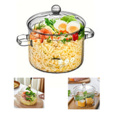 yvsay front view of clear glass saucepan showing full pot design and benefit of visibility
